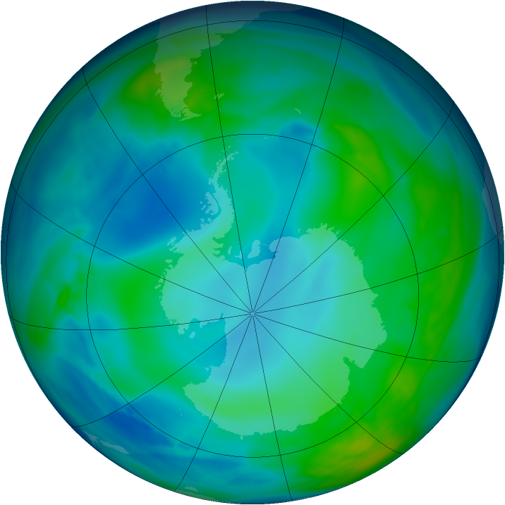 Antarctic ozone map for 18 May 2005